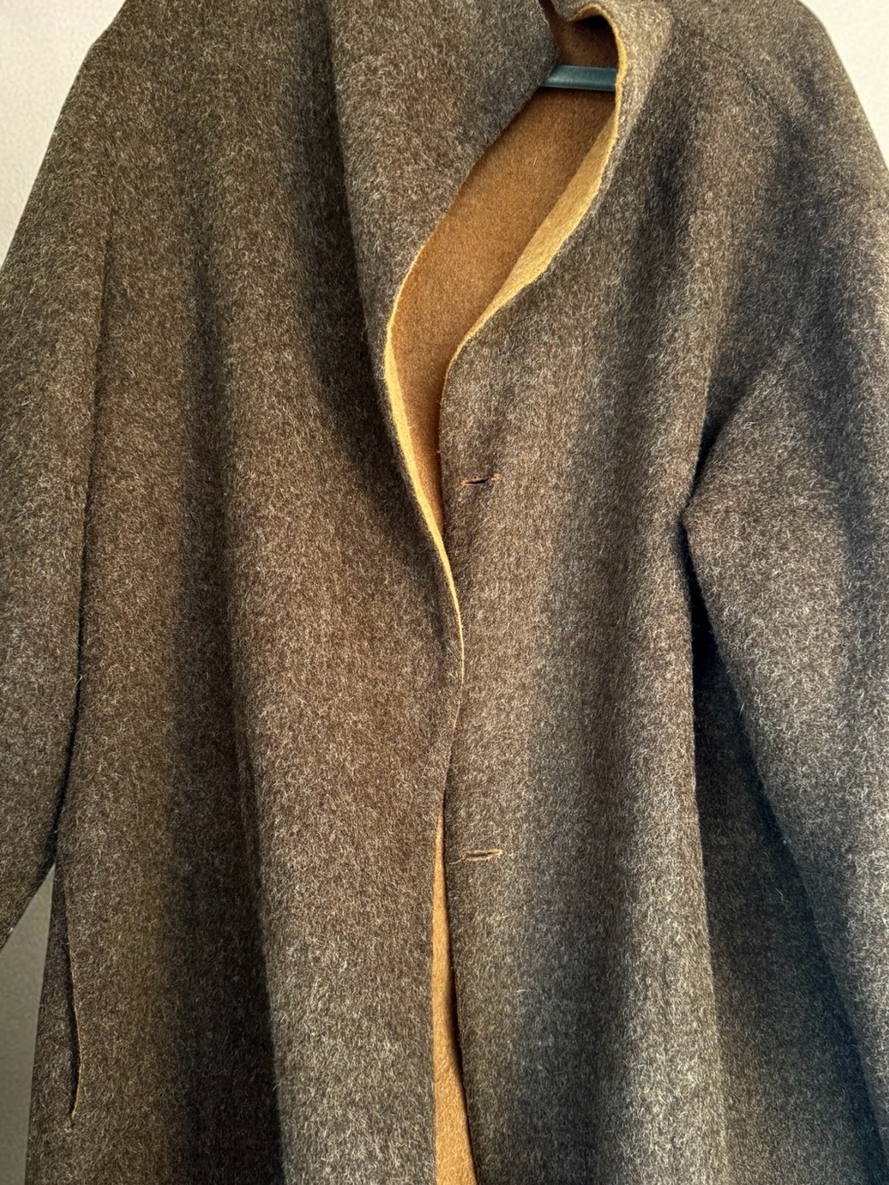 Reversible Brown/Camel Alpaca Wool Blend Coat Size Women's Large Soft Oversized - Picture 15 of 15